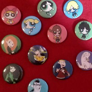 Handmade Anime Manga Videogame Retro Cartoon Kim Possible Button Pin Set Of 12!